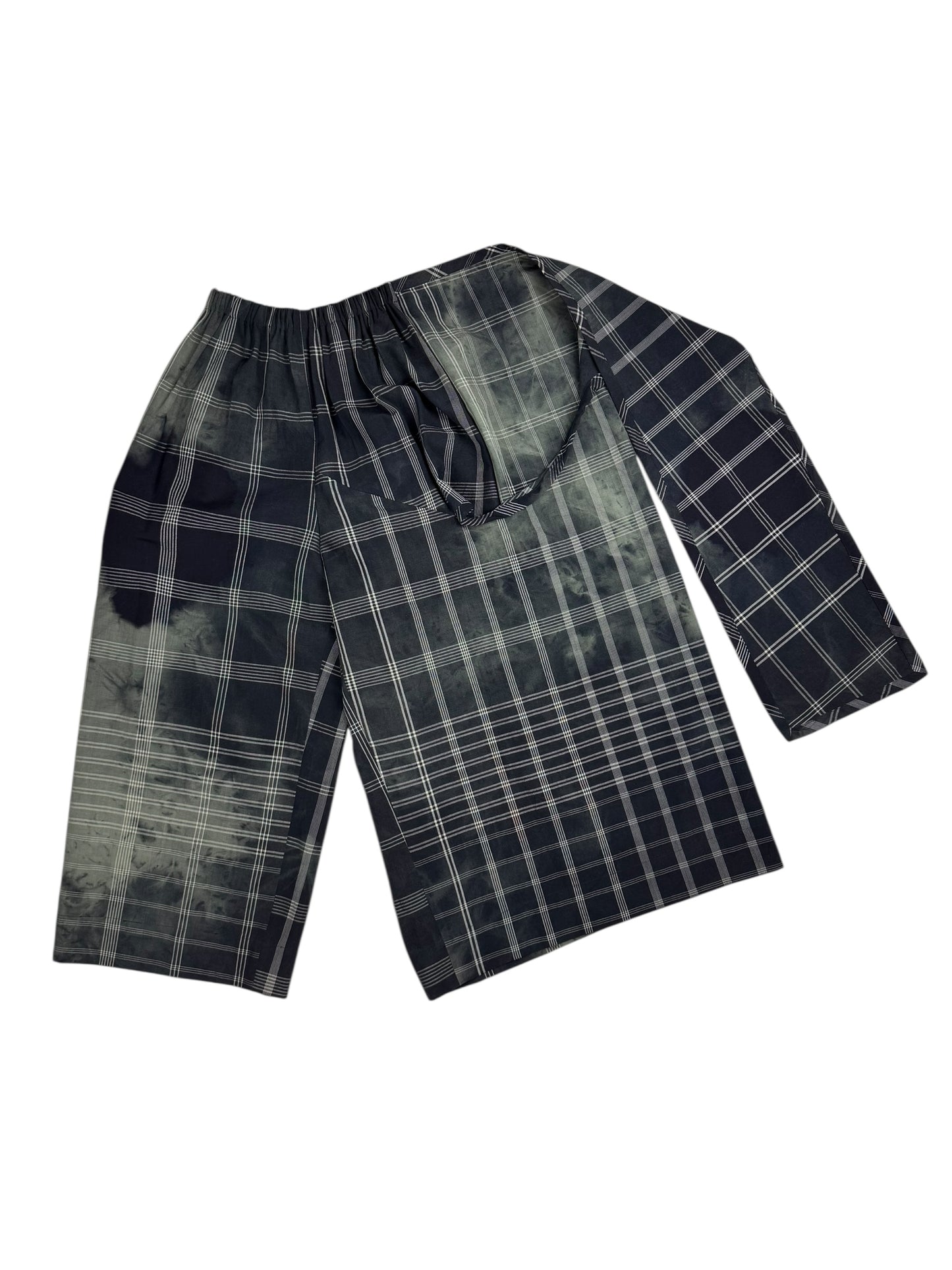 Comme des Garçons S/S 1992 check tie dye wrap trousers