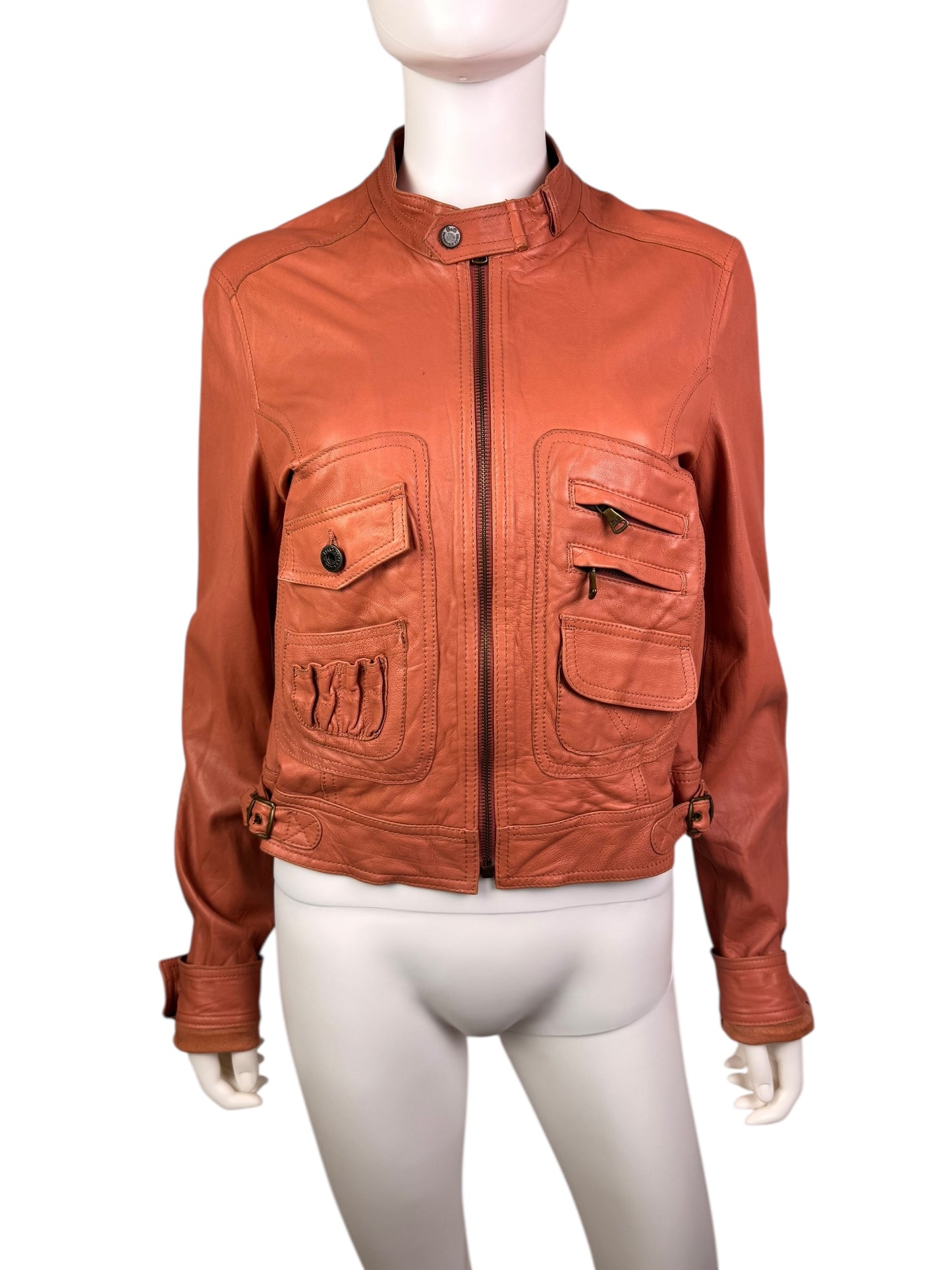 D&G 2000s salmon pink leather utility jacket