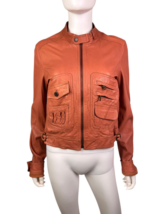 D&G 2000s salmon pink leather utility jacket
