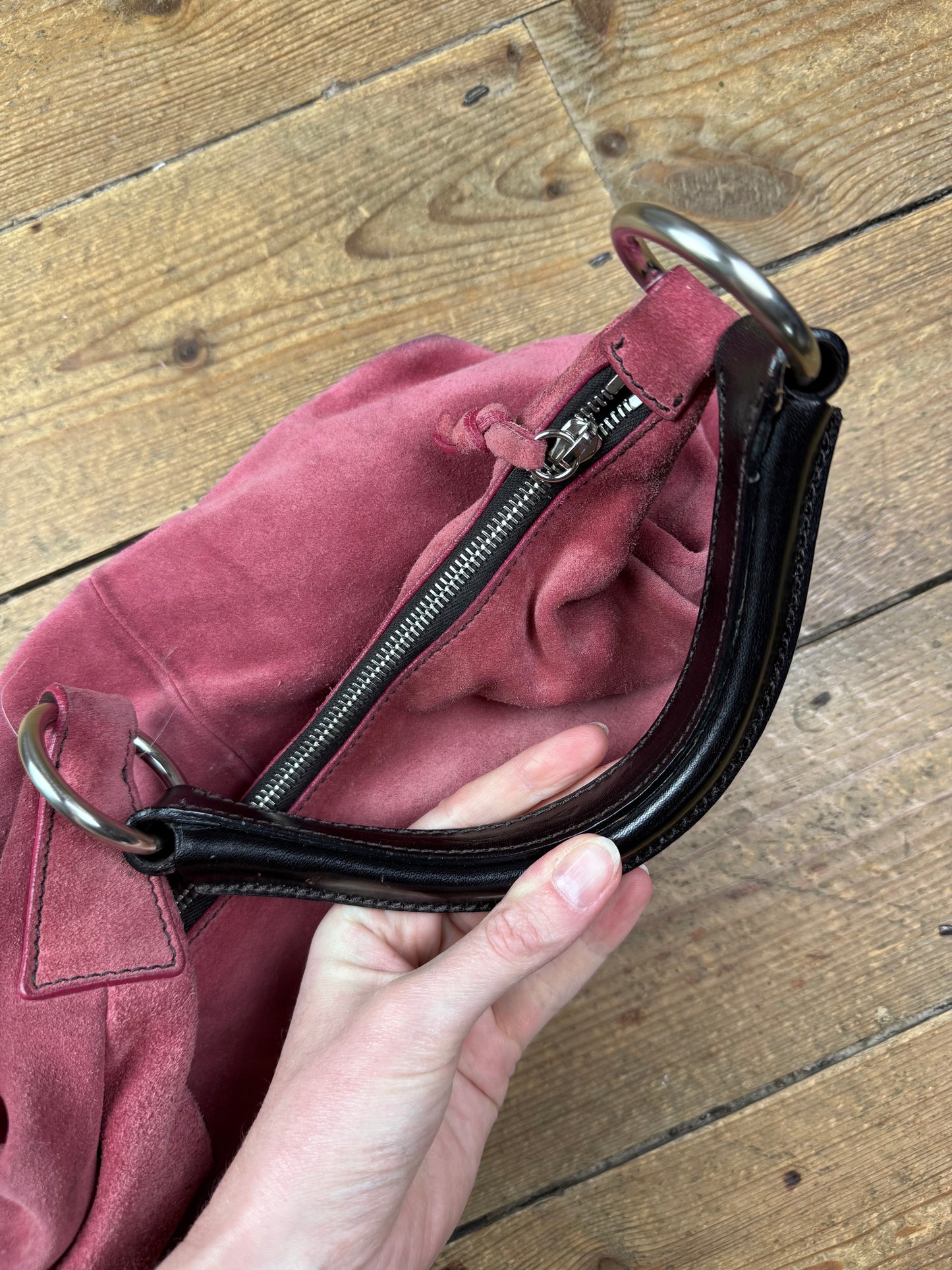 Miu Miu FW 2003 coral pink suede hobo bag