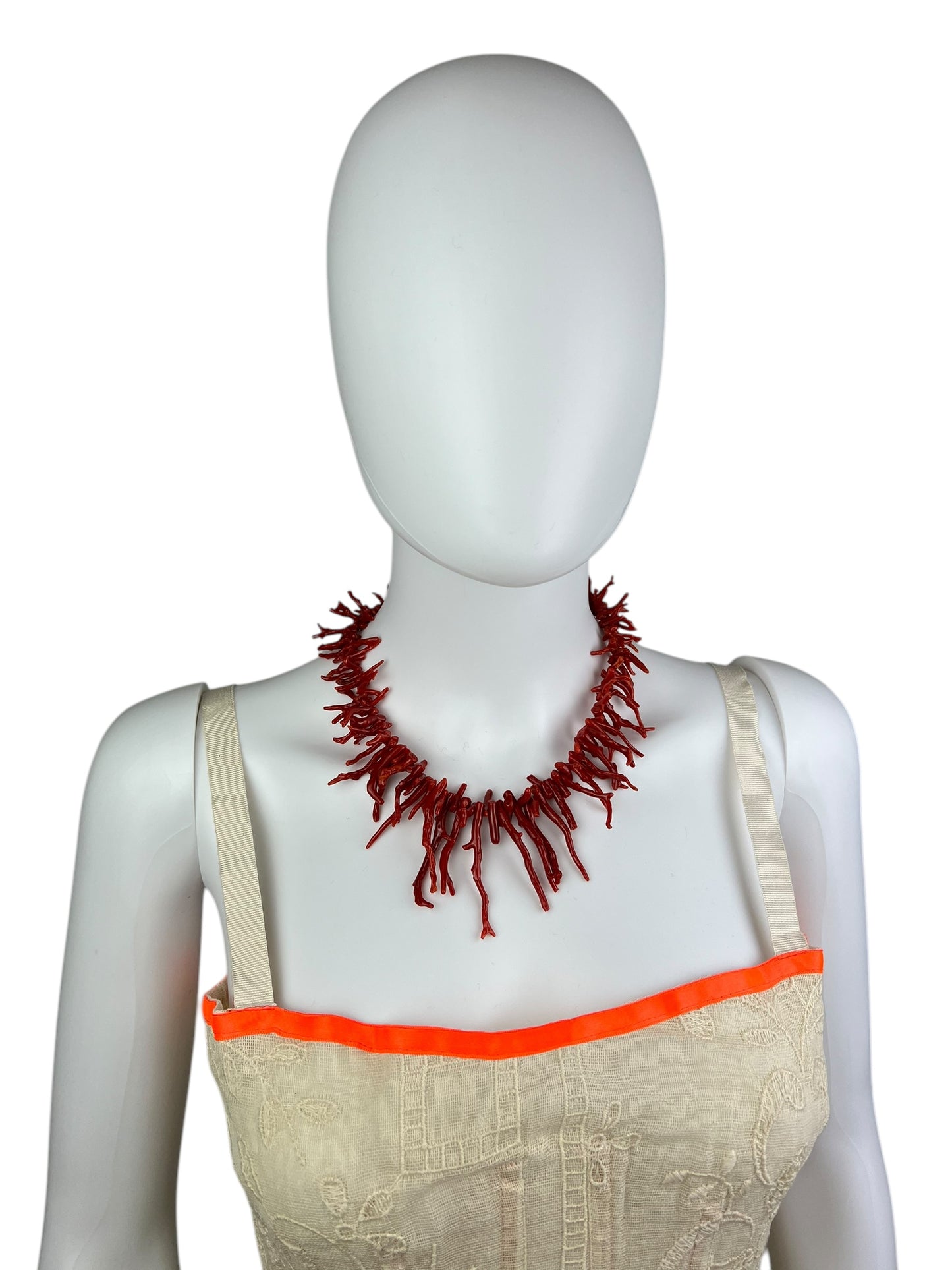 Antique branched Coral necklace with stone set clasp