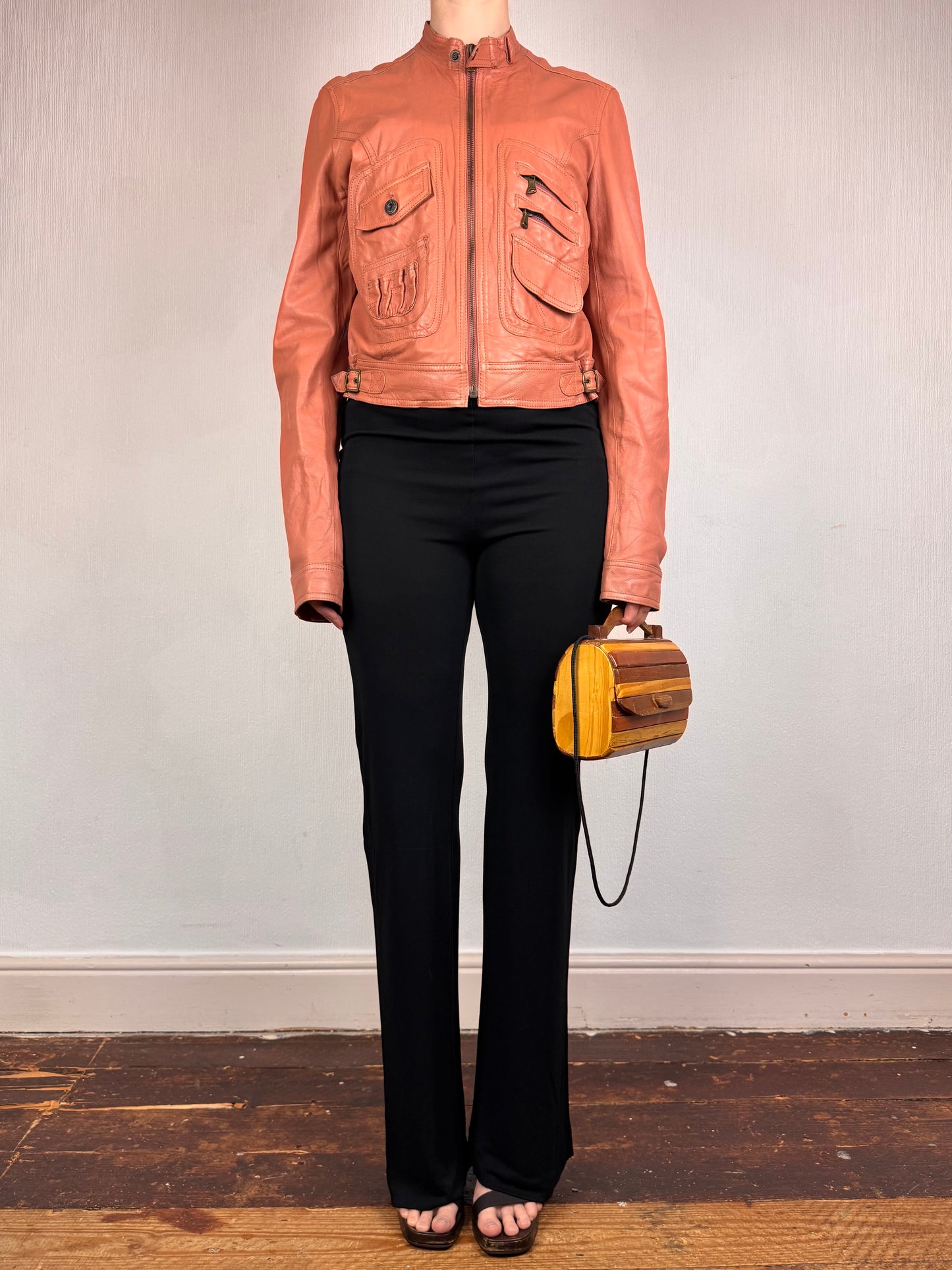 D&G 2000s salmon pink leather utility jacket