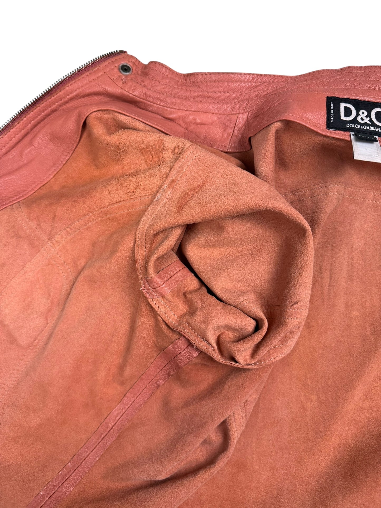 D&G 2000s salmon pink leather utility jacket