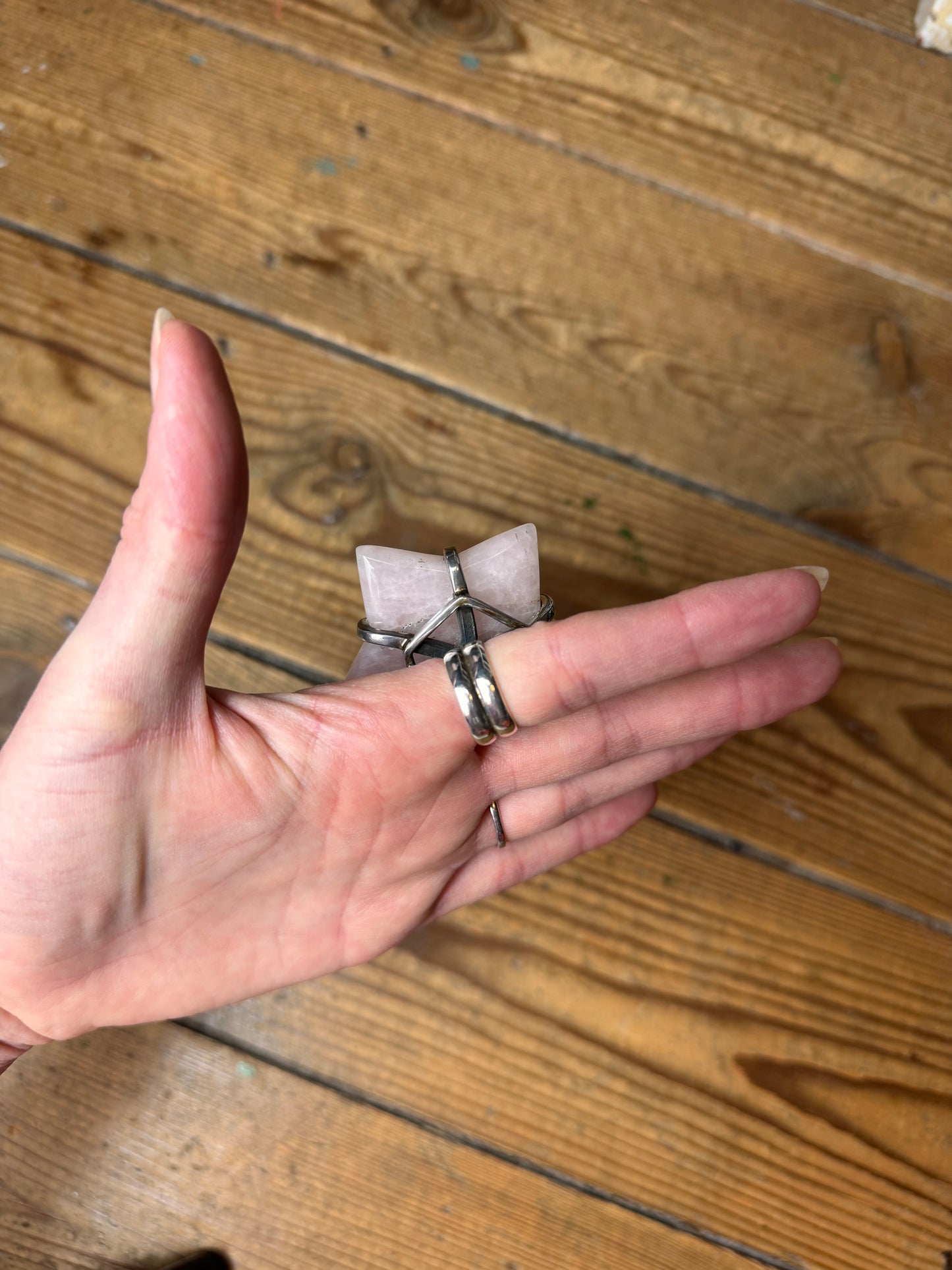 Gary Holder London 2000s Sterling silver rose quartz star ring