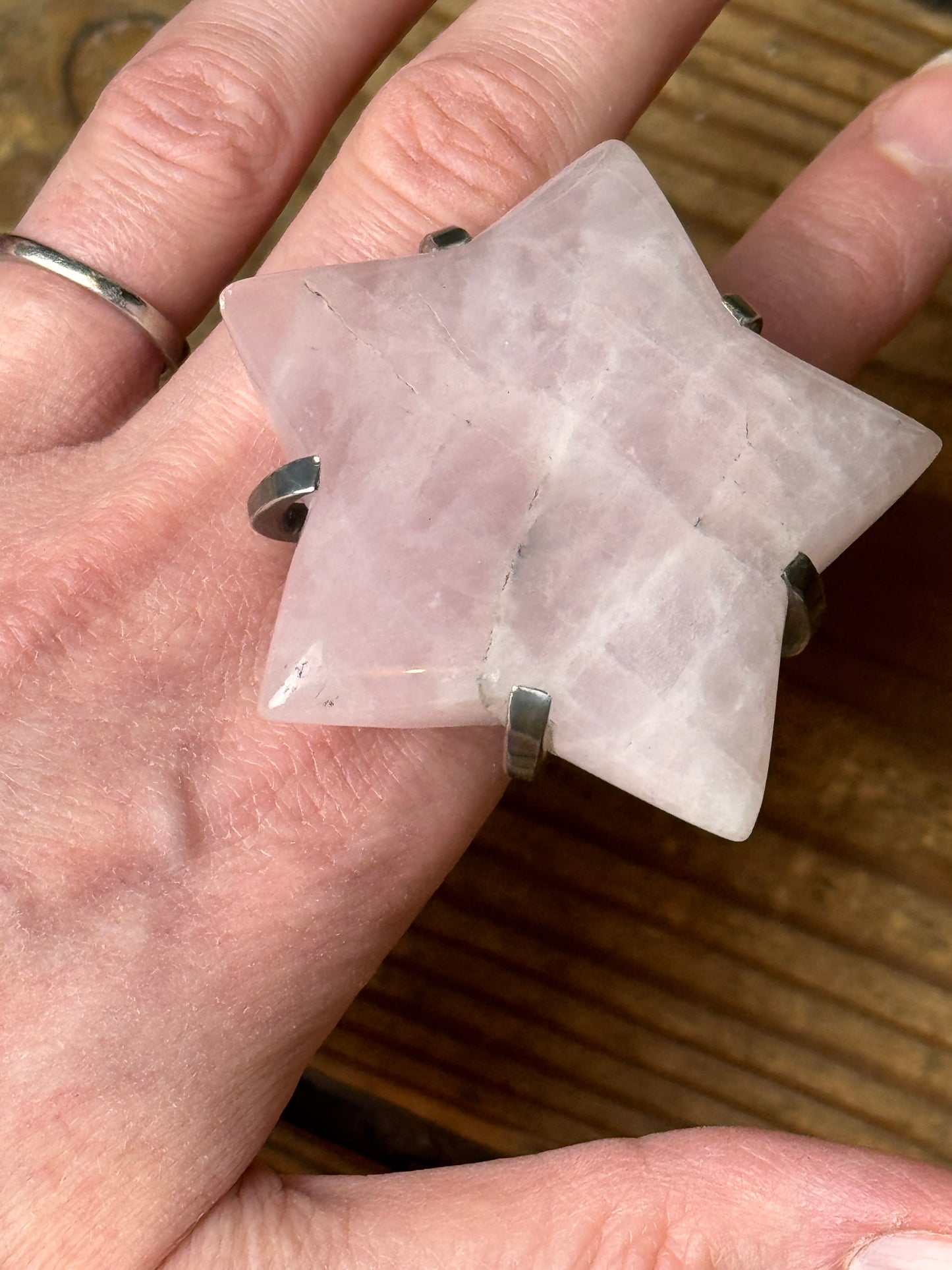 Gary Holder London 2000s Sterling silver rose quartz star ring