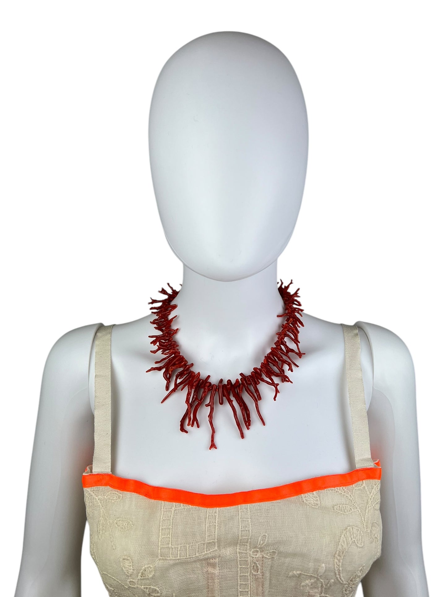 Antique branched Coral necklace with stone set clasp