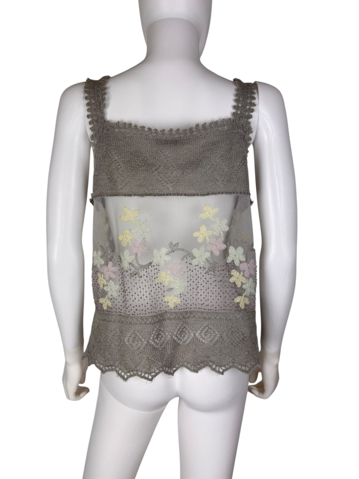 Moschino knit mesh embellished top