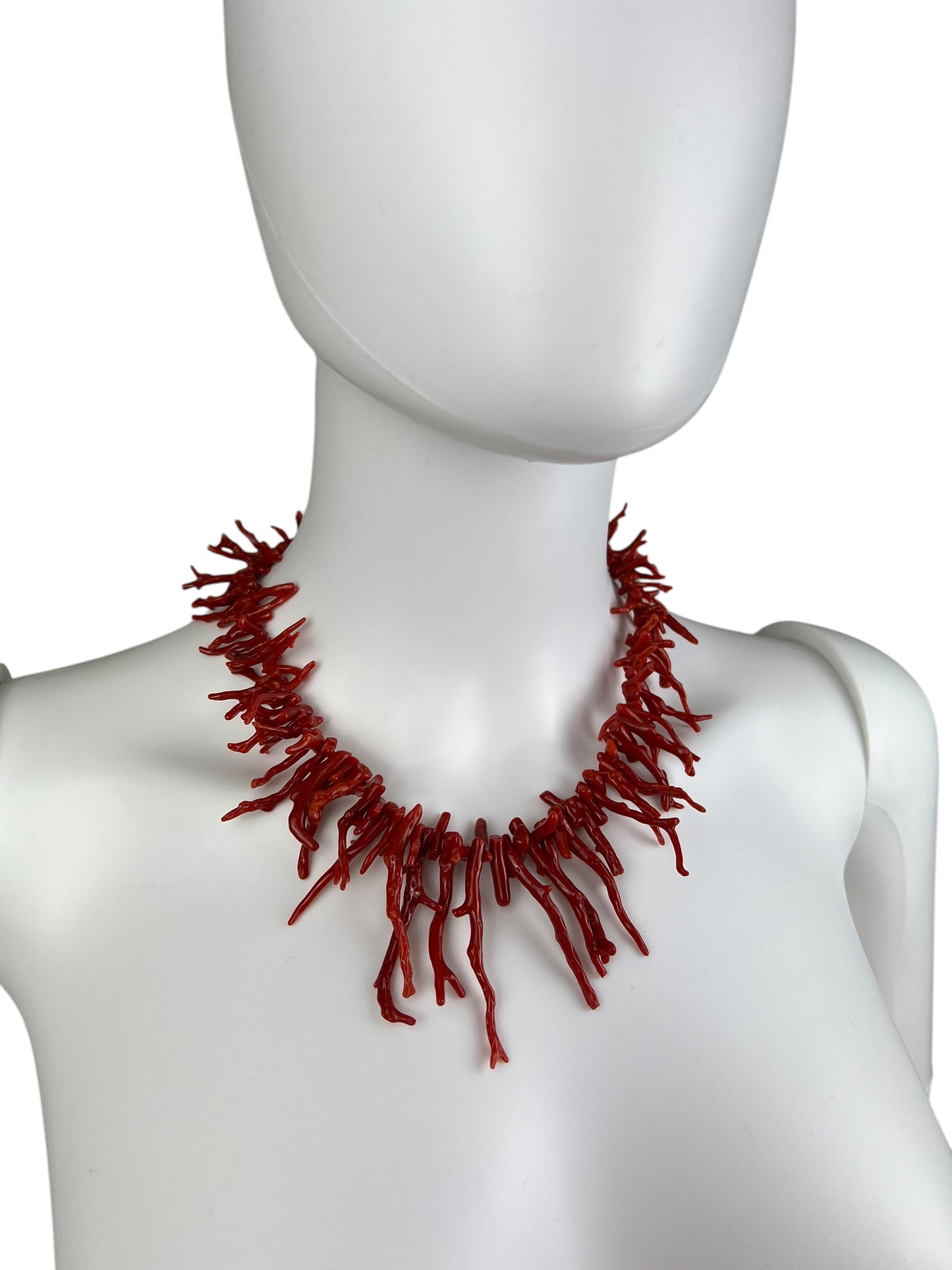 Antique branched Coral necklace with stone set clasp