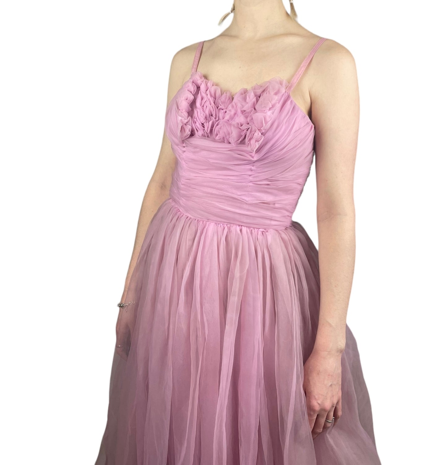 1950s Lee Delman pink tulle gown