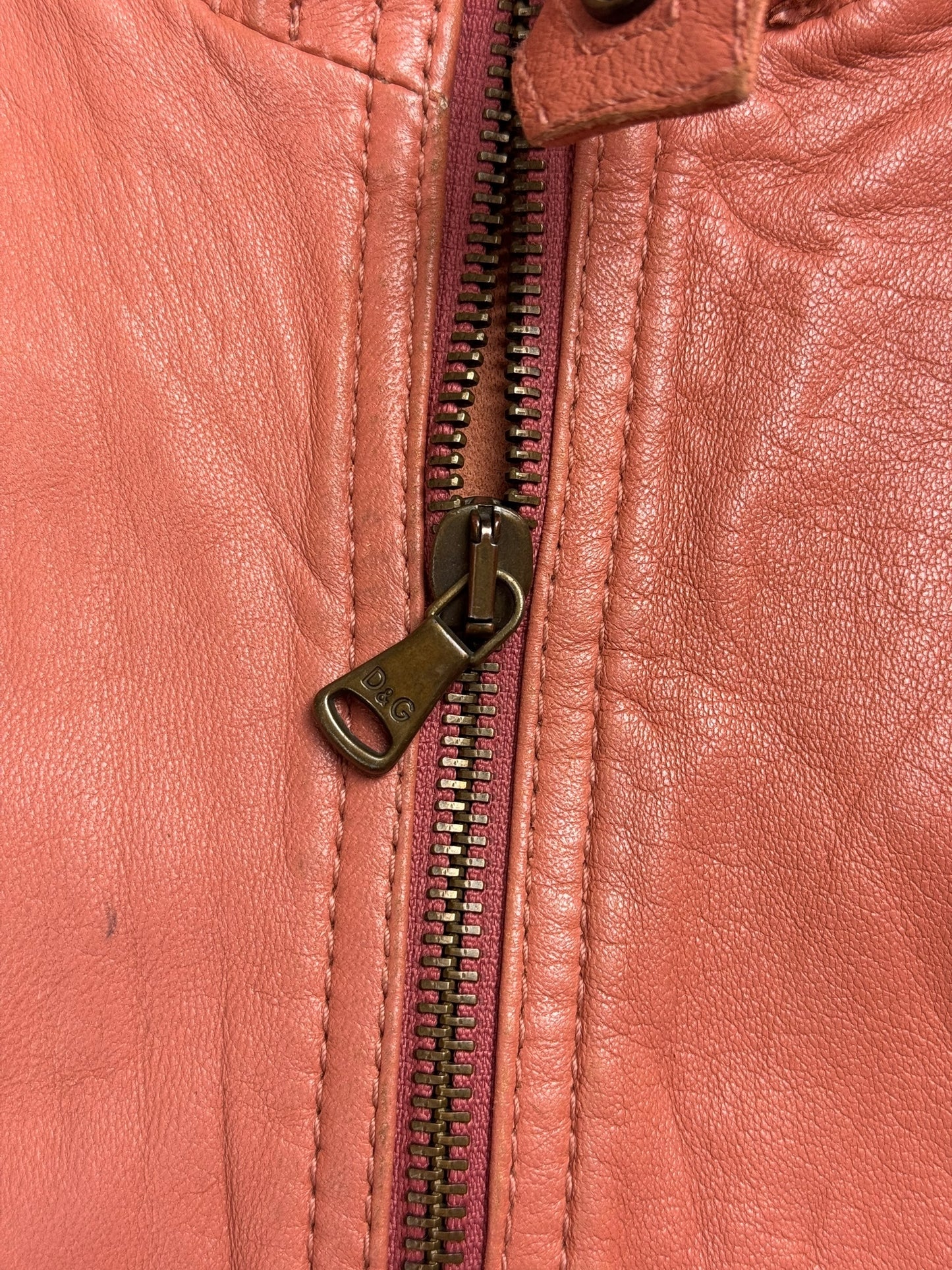 D&G 2000s salmon pink leather utility jacket