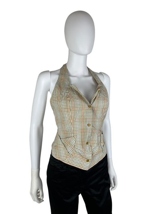 Vivienne Westwood S/S 1999 Red Label halter neck check top