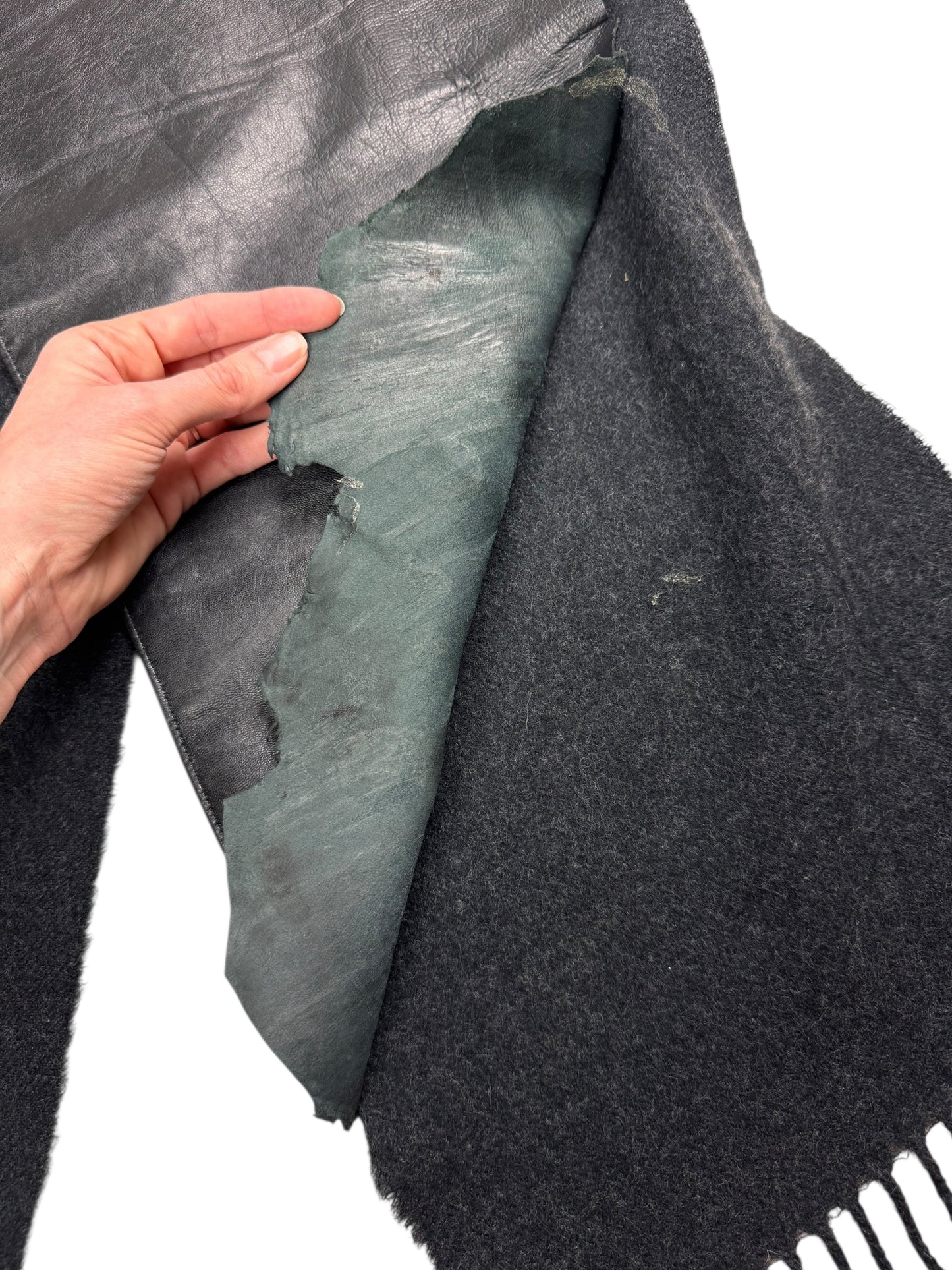 Jean Paul Gaultier leather wool scarf