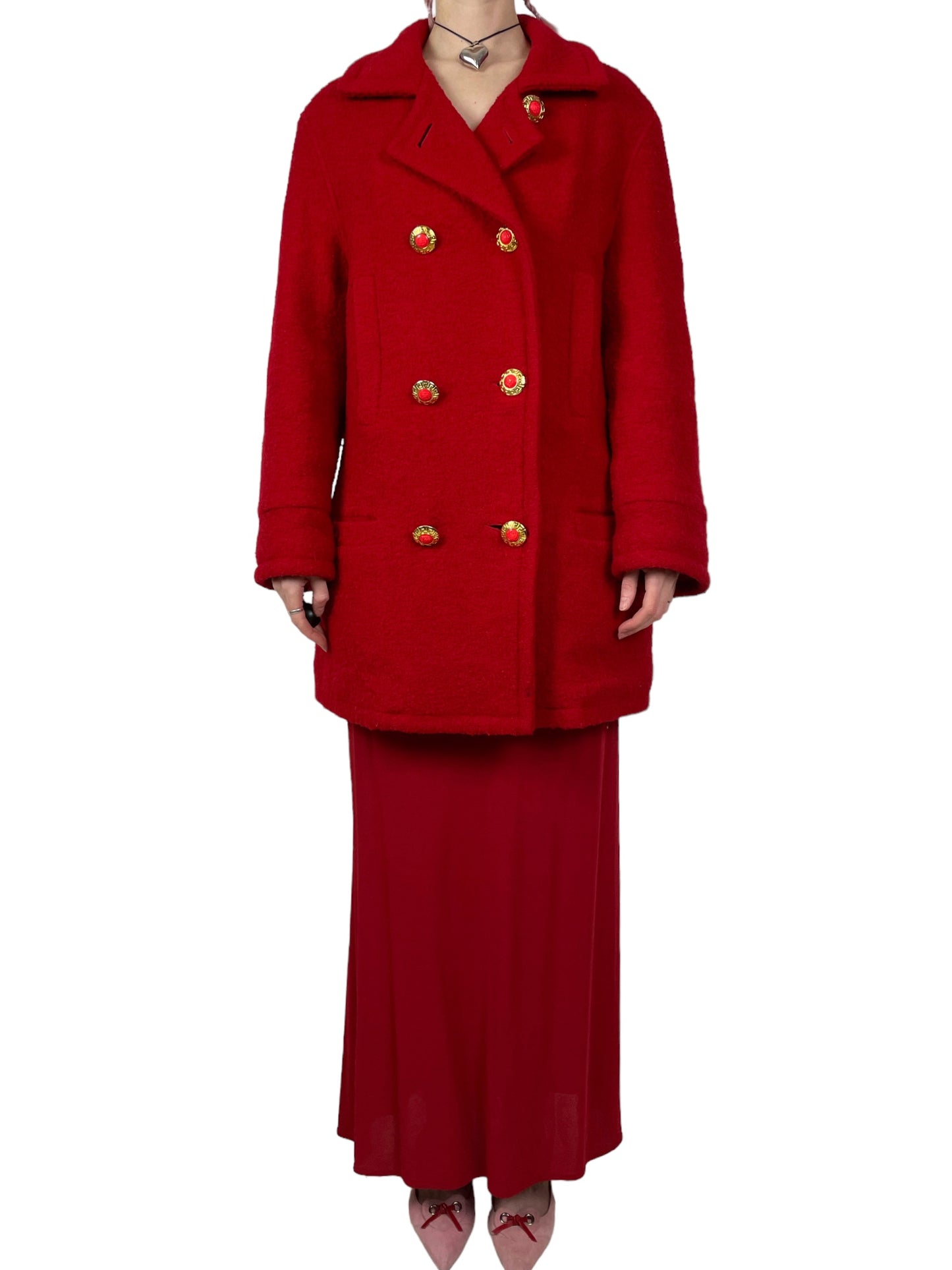 Versace c.1994 red boucle coat