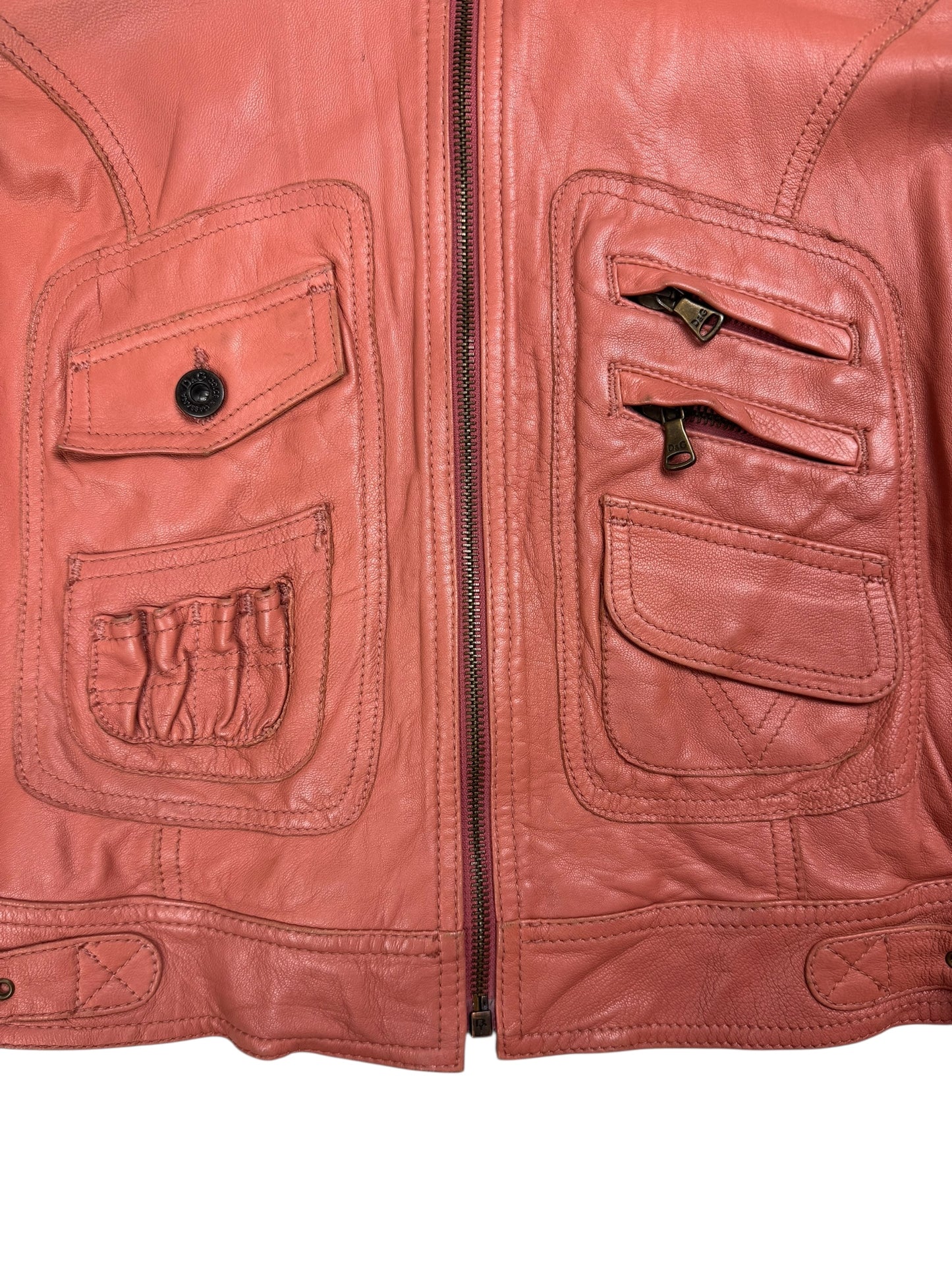 D&G 2000s salmon pink leather utility jacket