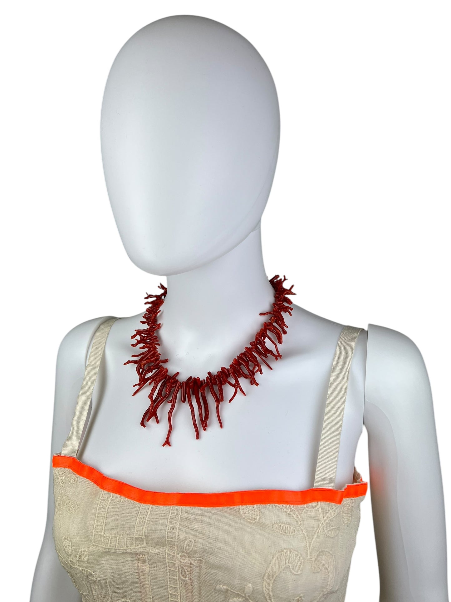 Antique branched Coral necklace with stone set clasp