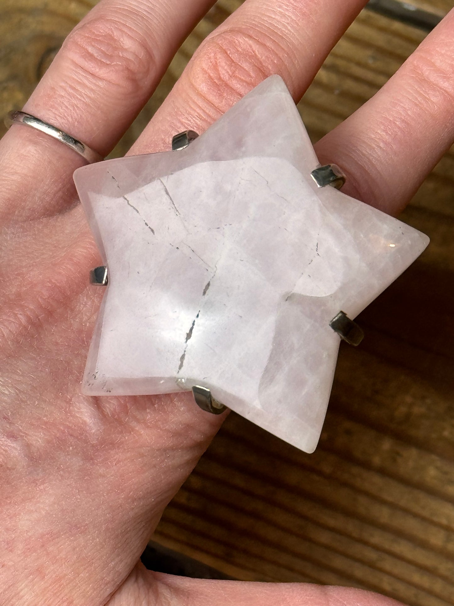 Gary Holder London 2000s Sterling silver rose quartz star ring