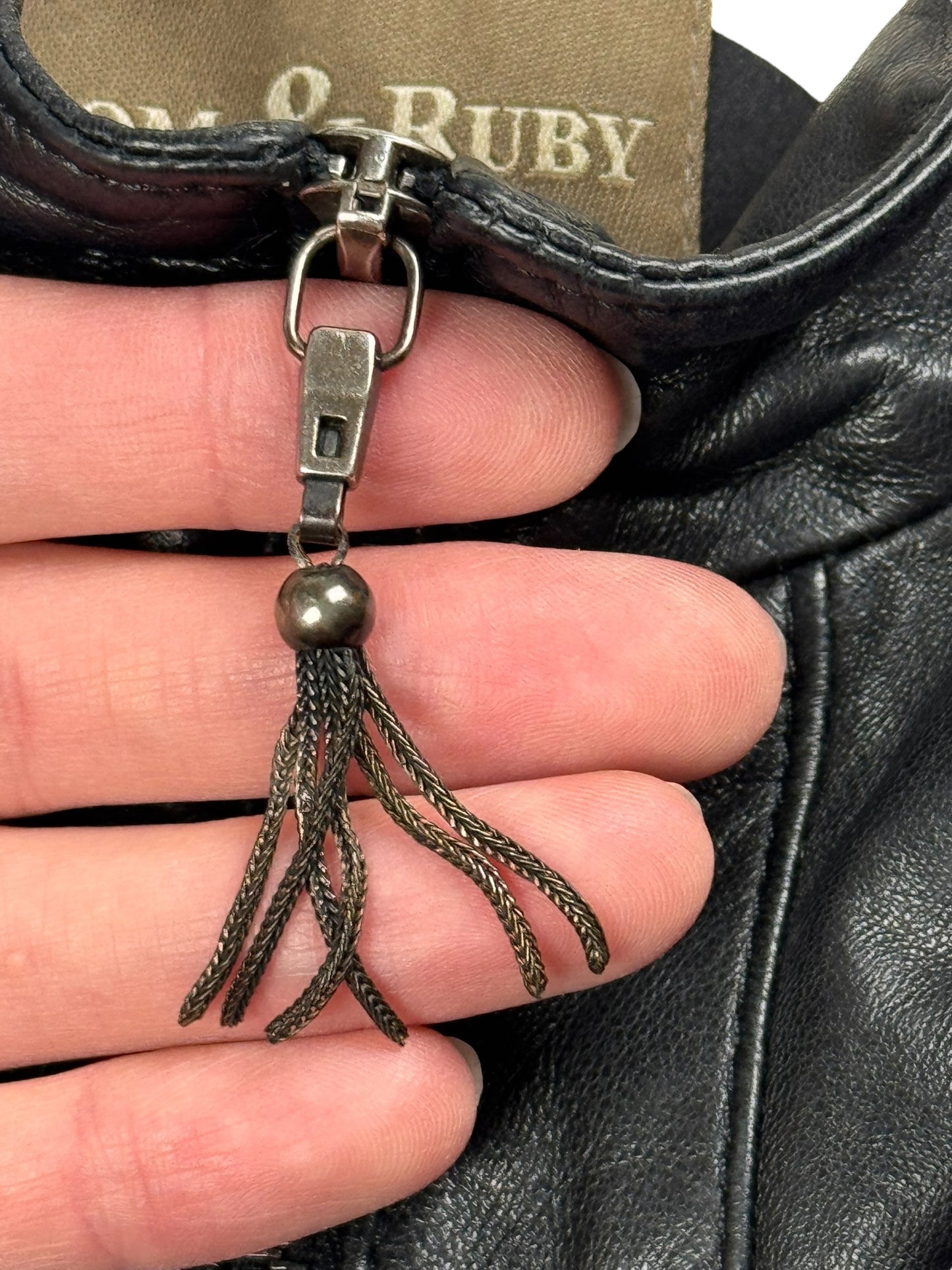 Dom & Ruby 2010s ruched leather jacket