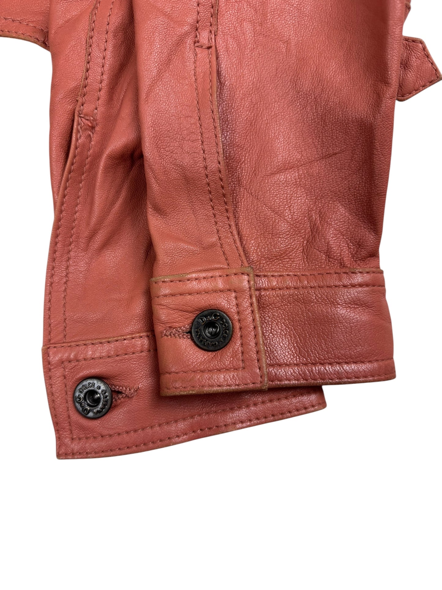 D&G 2000s salmon pink leather utility jacket