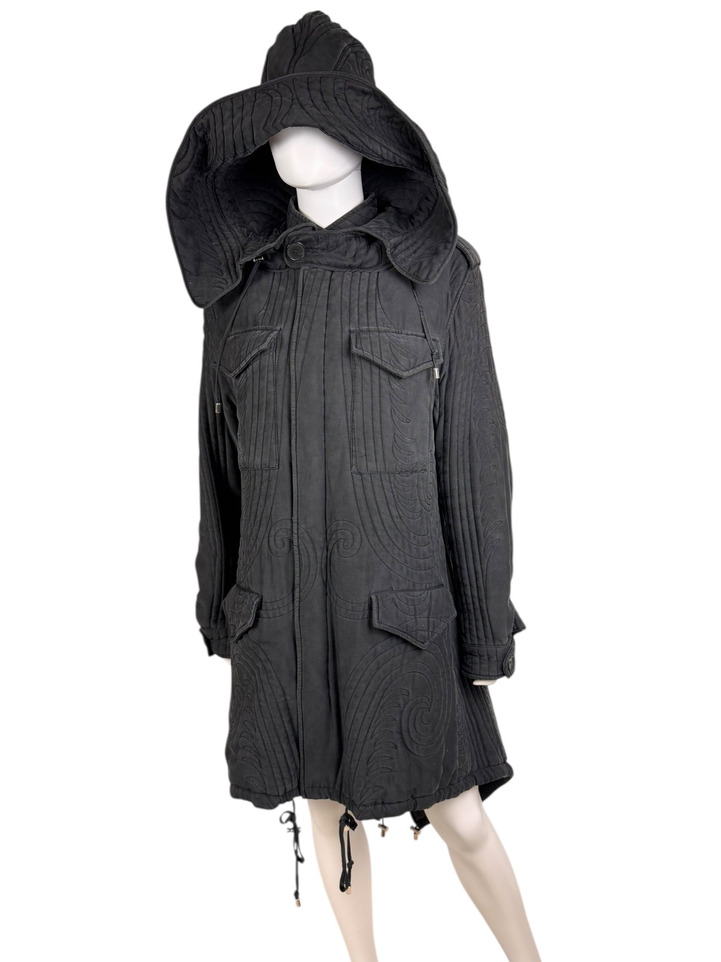 Alexander McQueen c.F/W 2007 silk parka coat