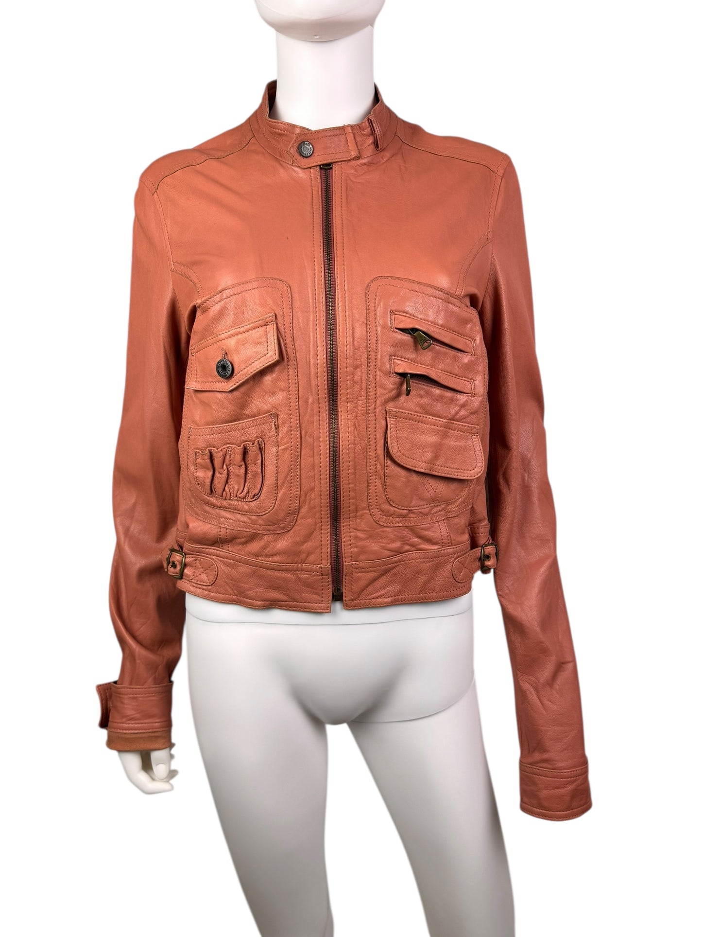 D&G 2000s salmon pink leather utility jacket