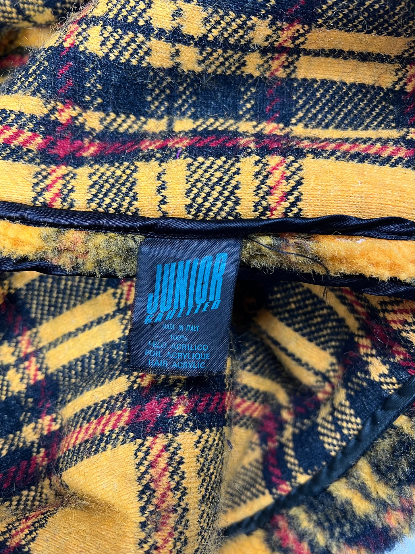 Junior Gaultier F/W 1994 tartan faux fur coat