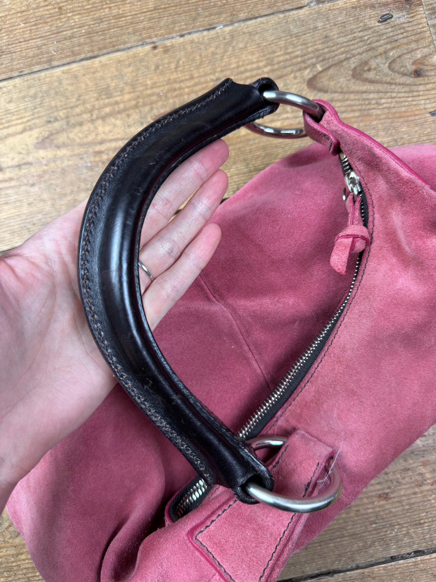 Miu Miu FW 2003 coral pink suede hobo bag