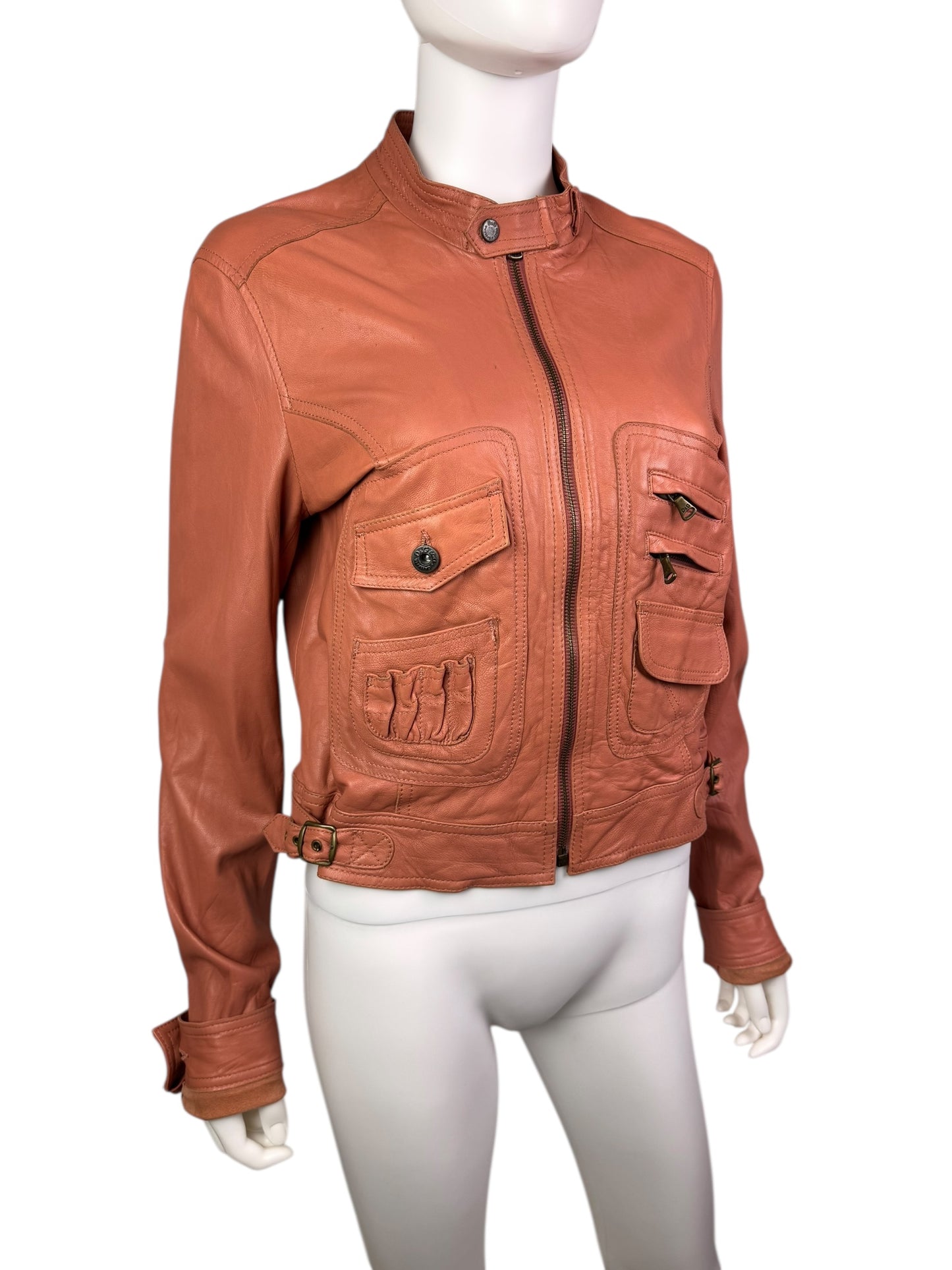 D&G 2000s salmon pink leather utility jacket