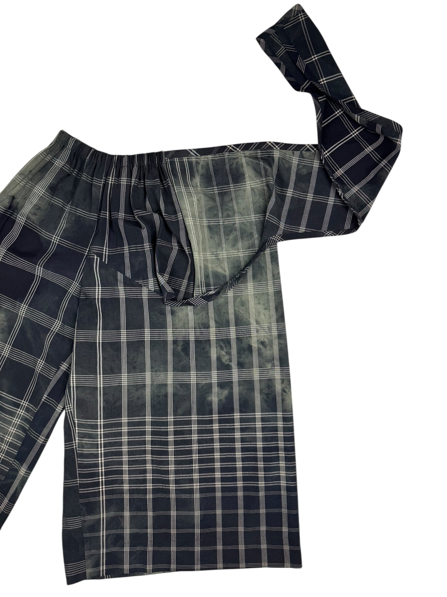 Comme des Garçons S/S 1992 check tie dye wrap trousers