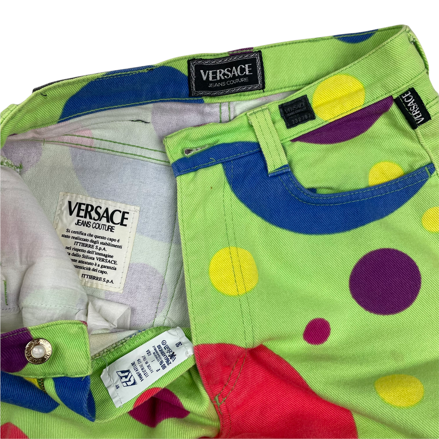 1991 Versace Green Dot Mom Jeans